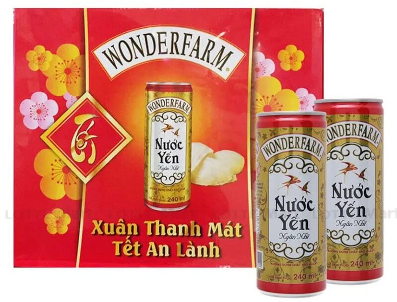 2 lon nước yến ngân nhĩ và hộp đựng