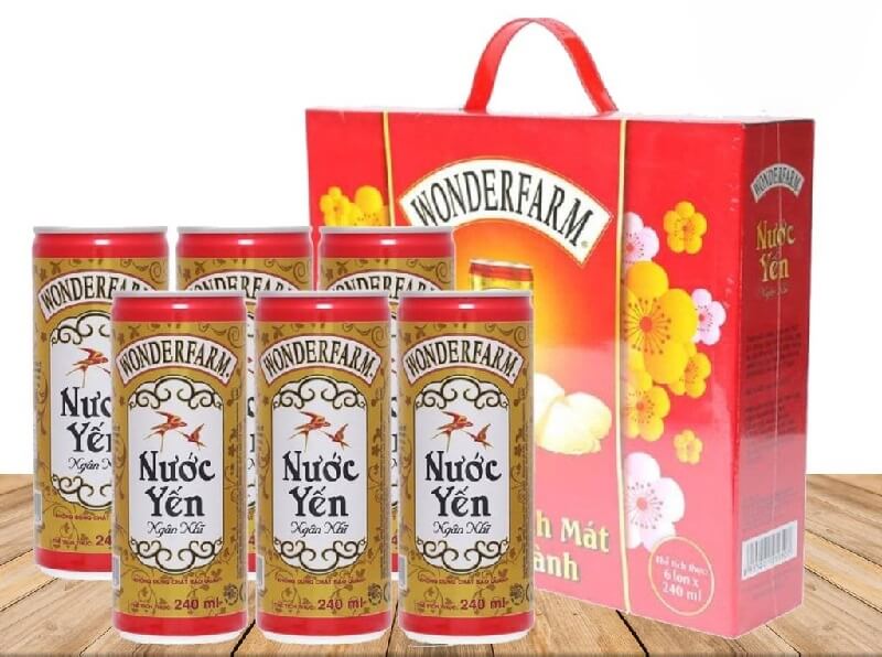 nước yến ngân nhĩ đóng lon và hộp đựng